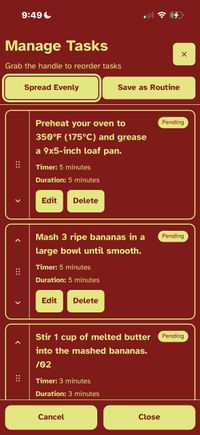 TearOff app making bread - Check your steps