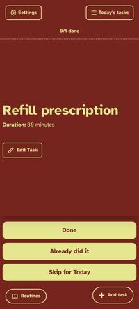 TearOff app screenshot showing default UI for a single task