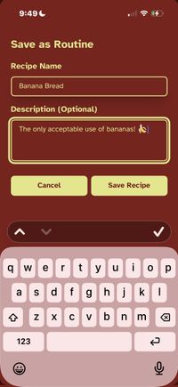 TearOff app making bread - Save Routine